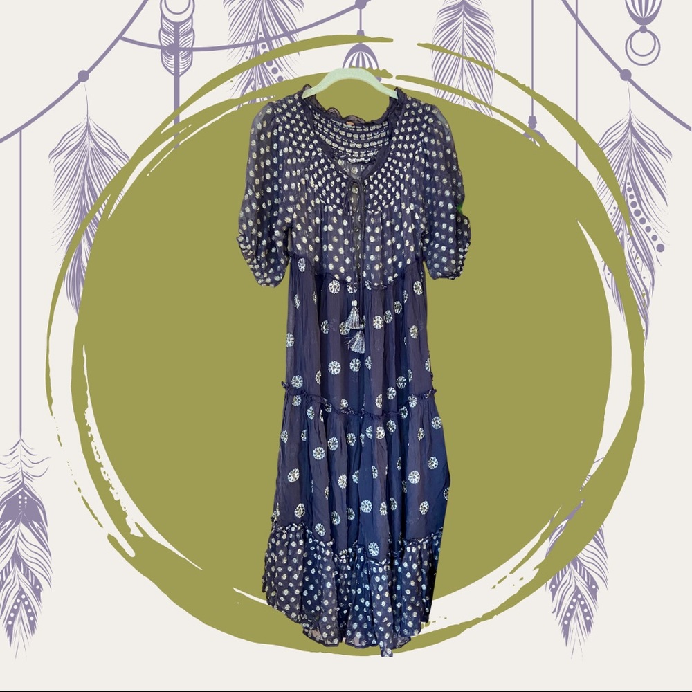 Free People Stella Midi Dress Grey Boho Hippie